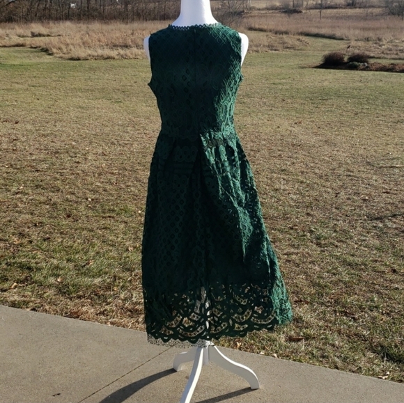 Vintage Lace Green Dress - Picture 3 of 7